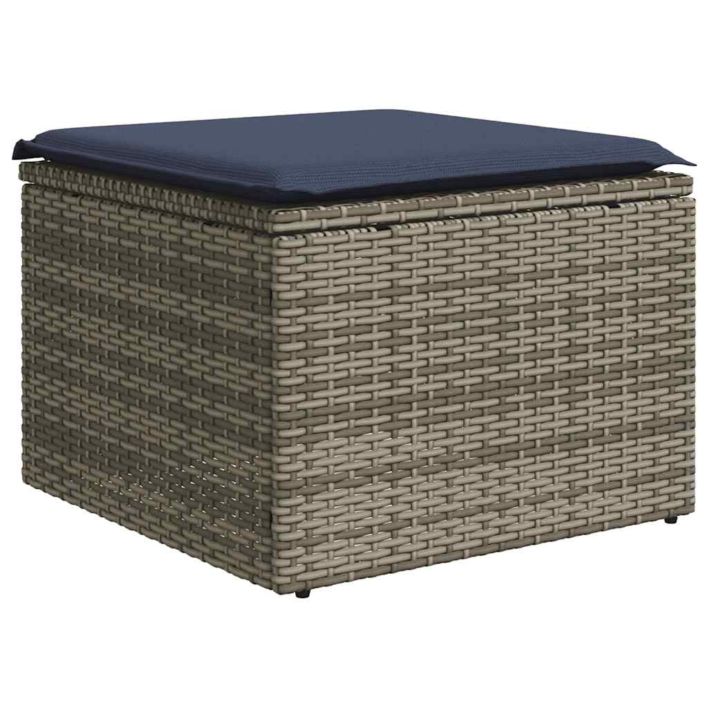 havesofasæt med 10 dele og hynder grå polyrattan