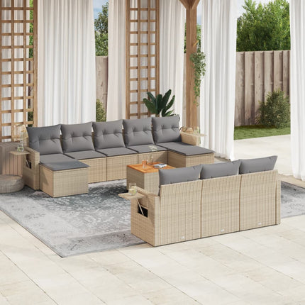sofasæt til haven 11 dele med hynder polyrattan beige