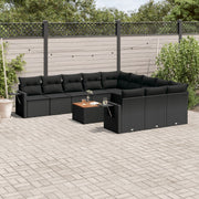 sofasæt til haven 12 dele med hynder polyrattan sort
