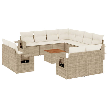 sofasæt til haven 12 dele med hynder polyrattan beige
