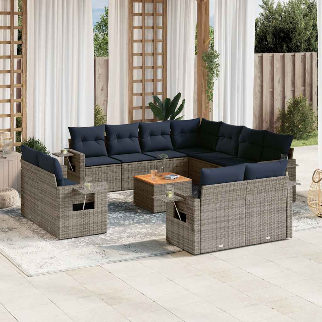 12-delt havesofast med hynder gr polyrattan