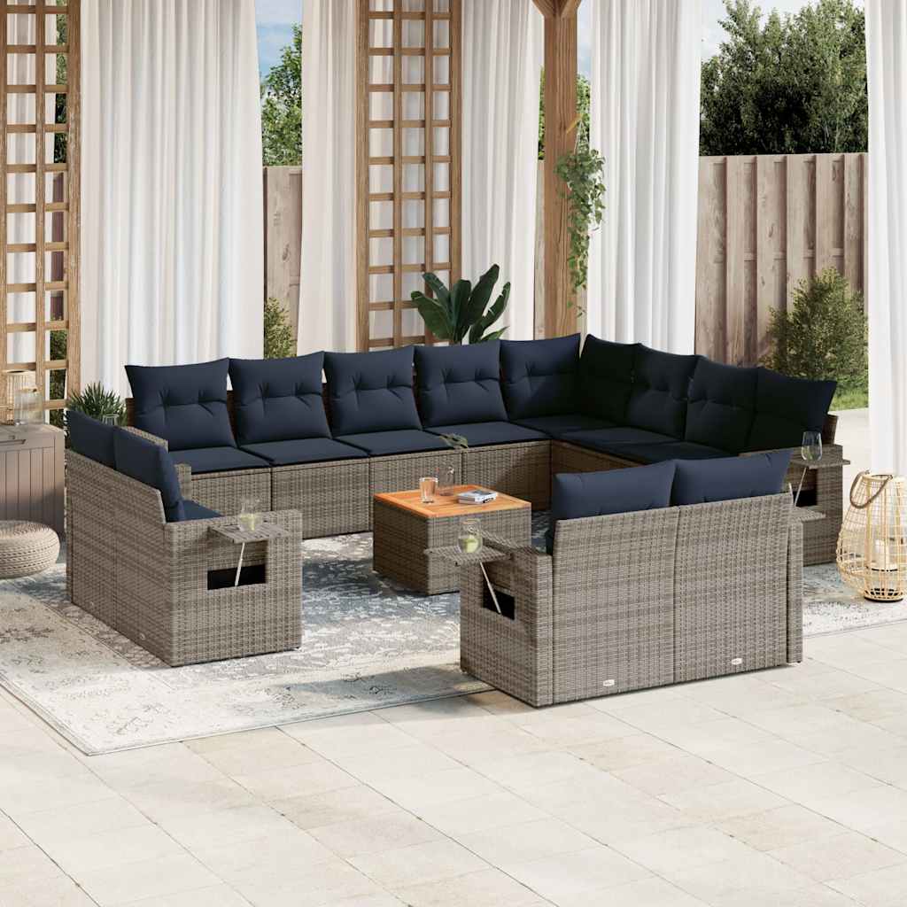 13-delt havesofast med hynder gr polyrattan