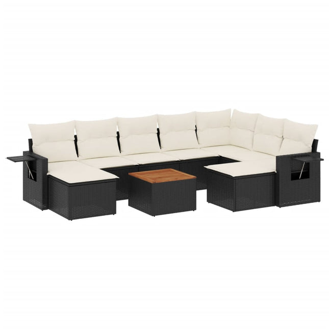 sofasæt til haven 10 dele med hynder polyrattan sort