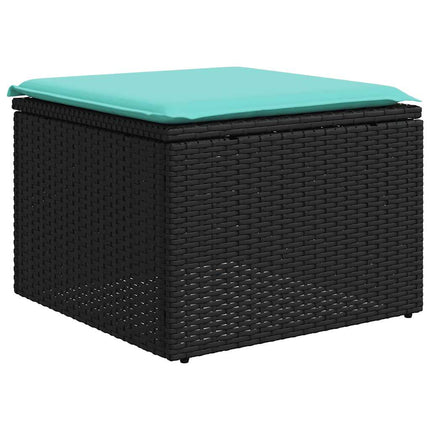 havesofasæt med 10 hynder sort polyrattan