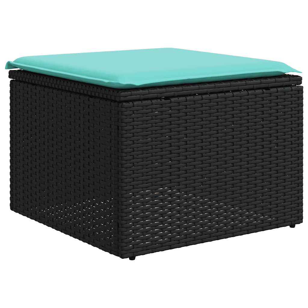 havesofasæt med 10 hynder sort polyrattan