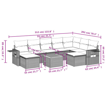 sofasæt til haven 10 dele med hynder polyrattan beige