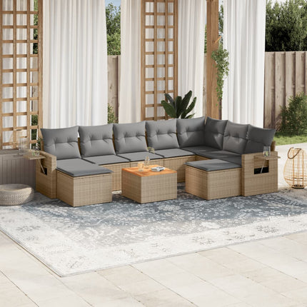 sofasæt til haven 10 dele med hynder polyrattan beige