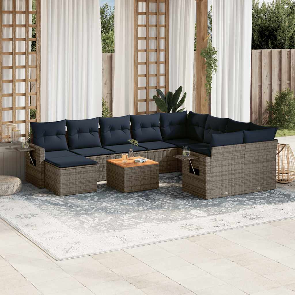 11-delt havesofast med hynder gr polyrattan