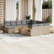 sofasæt til haven 13 dele med hynder polyrattan beige