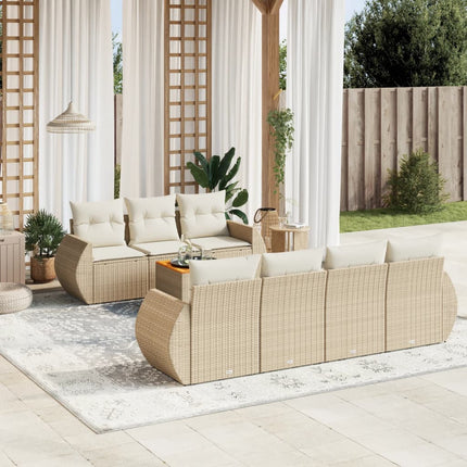 sofasæt til haven 8 dele med hynder polyrattan beige