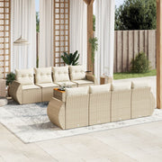 sofasæt til haven 9 dele med hynder polyrattan beige