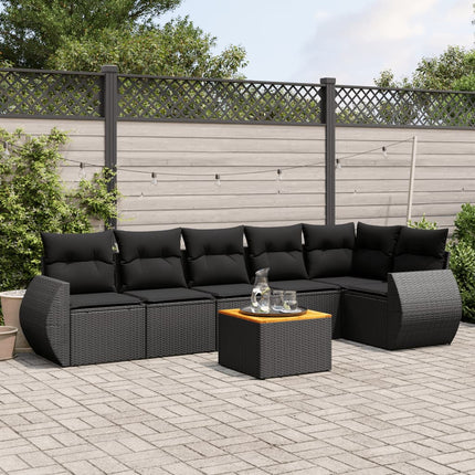 sofasæt til haven 7 dele med hynder polyrattan sort