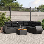 sofasæt til haven 7 dele med hynder polyrattan sort