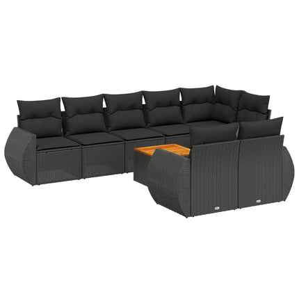 sofasæt til haven 9 dele med hynder polyrattan sort