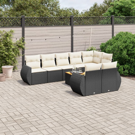 sofasæt til haven 9 dele med hynder polyrattan sort