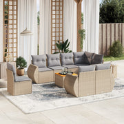 sofasæt til haven 9 dele med hynder polyrattan beige