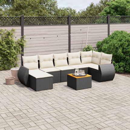 sofasæt til haven 8 dele med hynder polyrattan sort