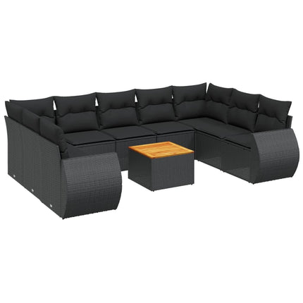 sofasæt til haven 10 dele med hynder polyrattan sort