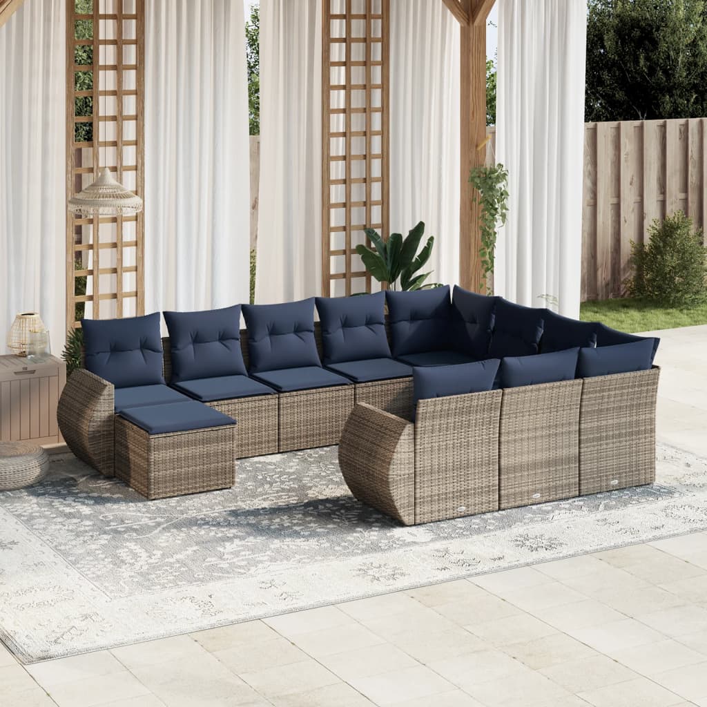 11-delt havesofast med hynder gr polyrattan