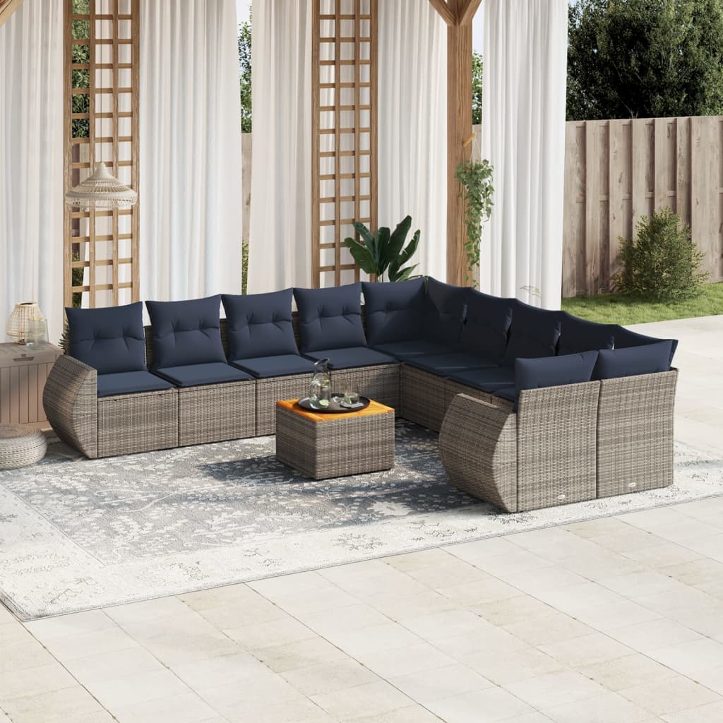 11-delt havesofast med hynder gr polyrattan