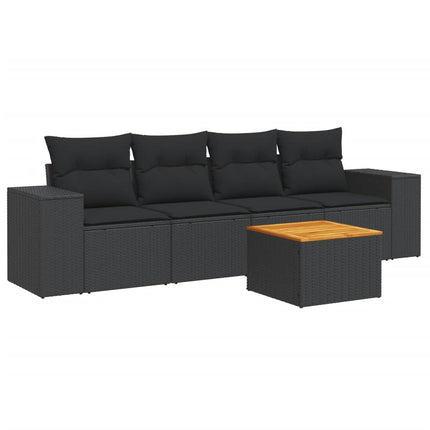 sofasæt til haven 5 dele med hynder polyrattan sort