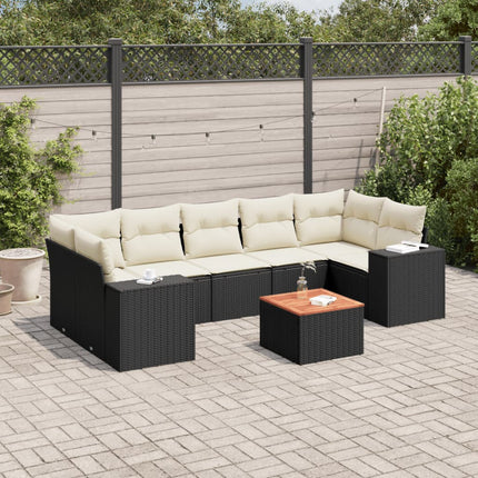 sofasæt til haven 8 dele med hynder polyrattan sort