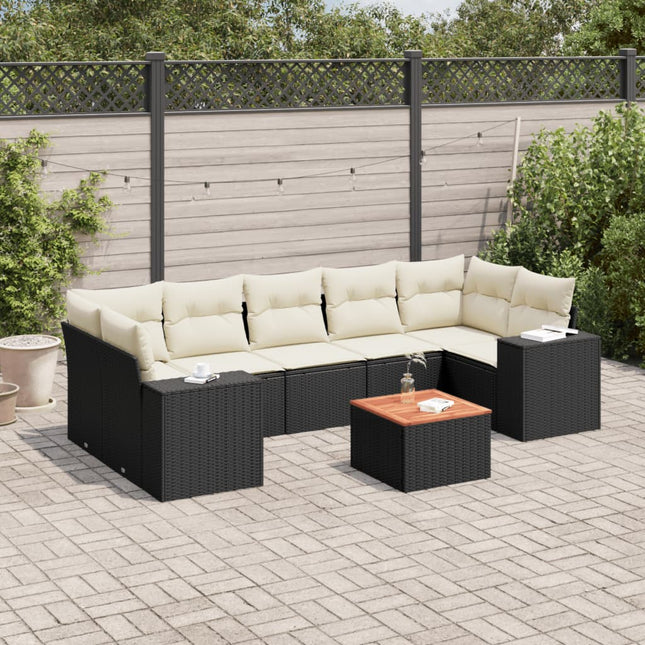 sofasæt til haven 8 dele med hynder polyrattan sort