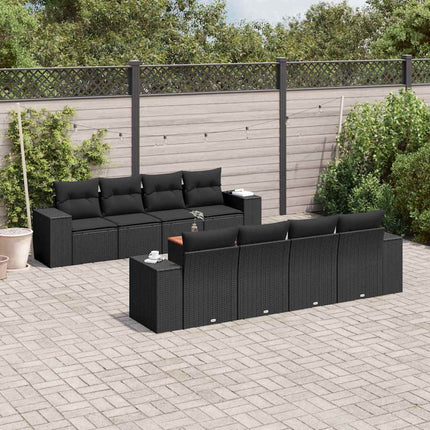 sofasæt til haven 9 dele med hynder polyrattan sort