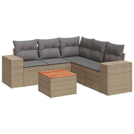 sofasæt til haven 6 dele med hynder polyrattan beige