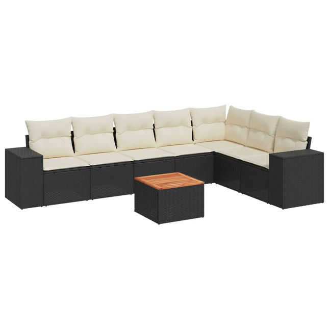 sofasæt til haven 8 dele med hynder polyrattan sort