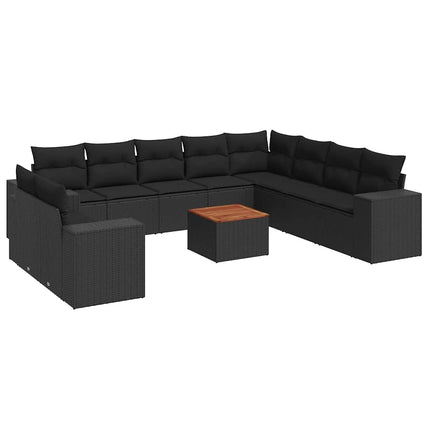 sofasæt til haven 11 dele med hynder polyrattan sort