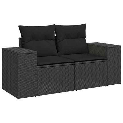sofasæt til haven 7 dele med hynder polyrattan sort