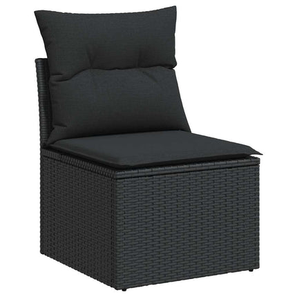 sofasæt til haven 7 dele med hynder polyrattan sort
