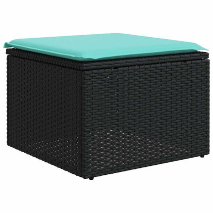 8-delt havesofasæt med hynder sort polyrattan