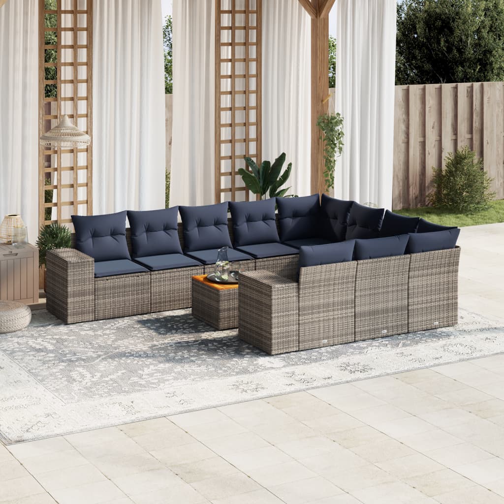 11-delt havesofast med hynder gr polyrattan