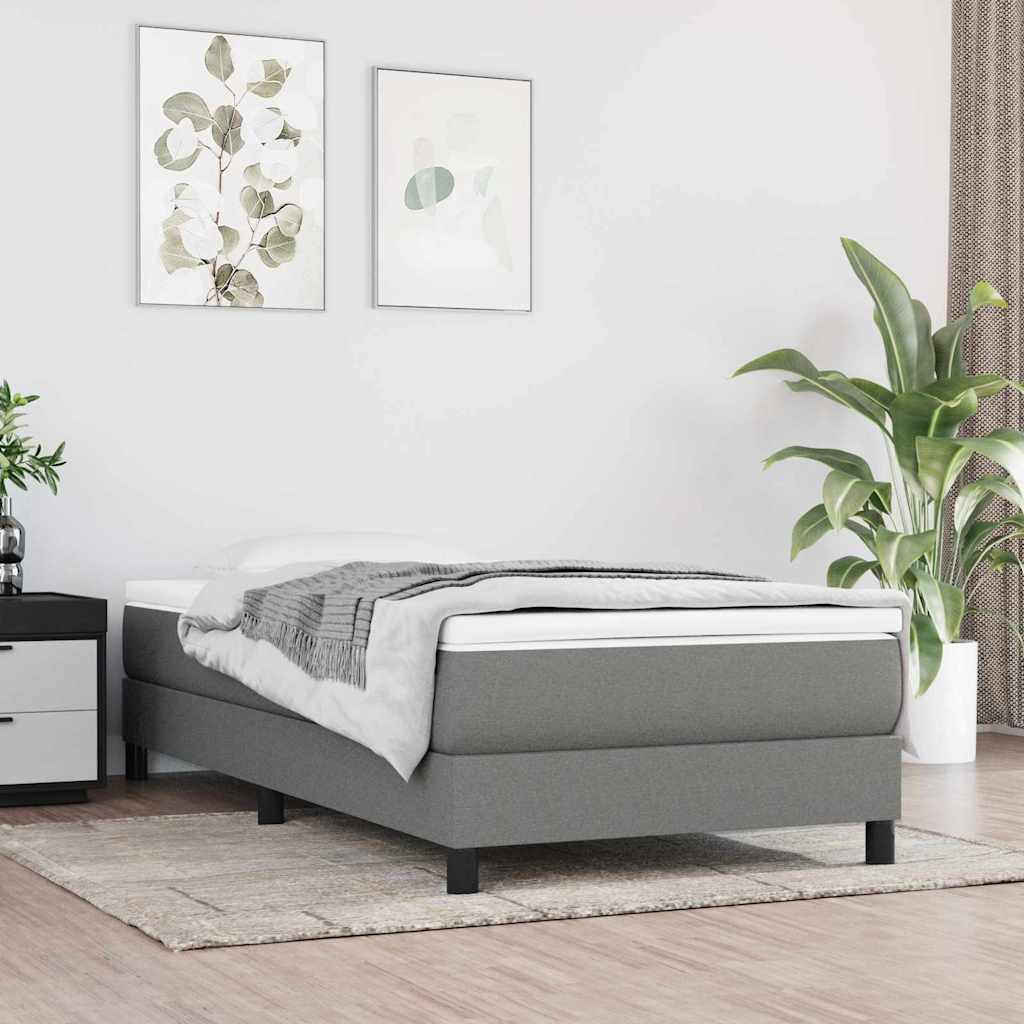 springmadras med pocketfjedre medium 120x190x20 cm stof mørkegrå