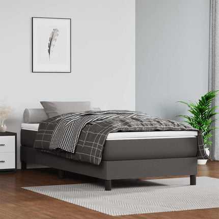 springmadras med pocketfjedre medium 120x190x20 cm kunstlæder grå