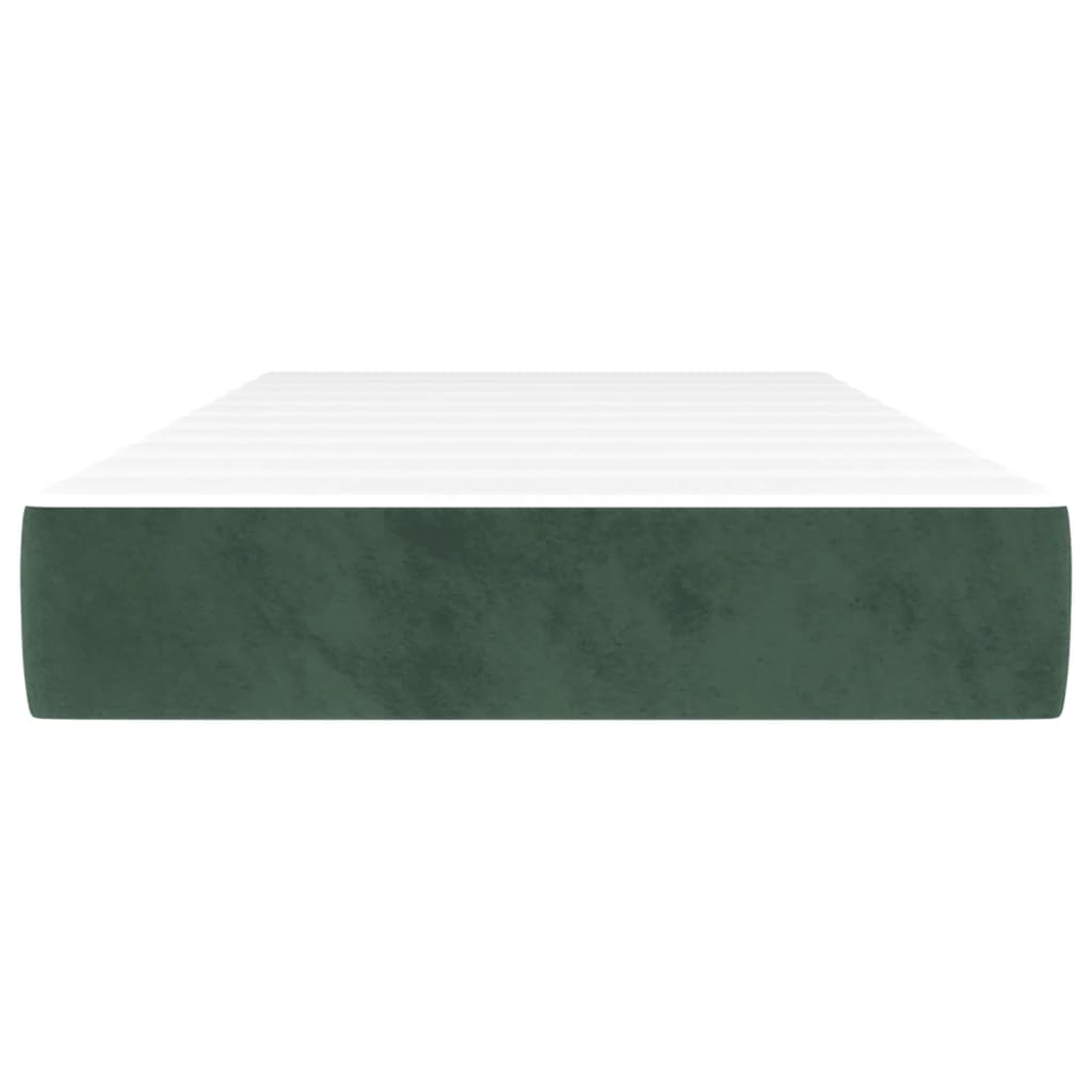 springmadras med pocketfjedre medium 120x190x20 cm fløjl mørkegrøn
