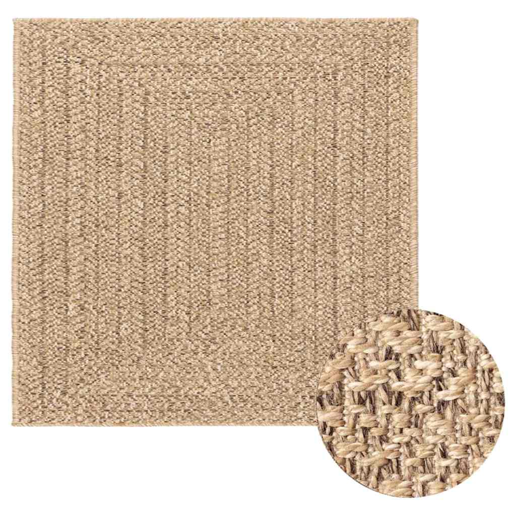 gulvtæppe ZIZUR 200x200 cm jute-look indendørs og udendørs