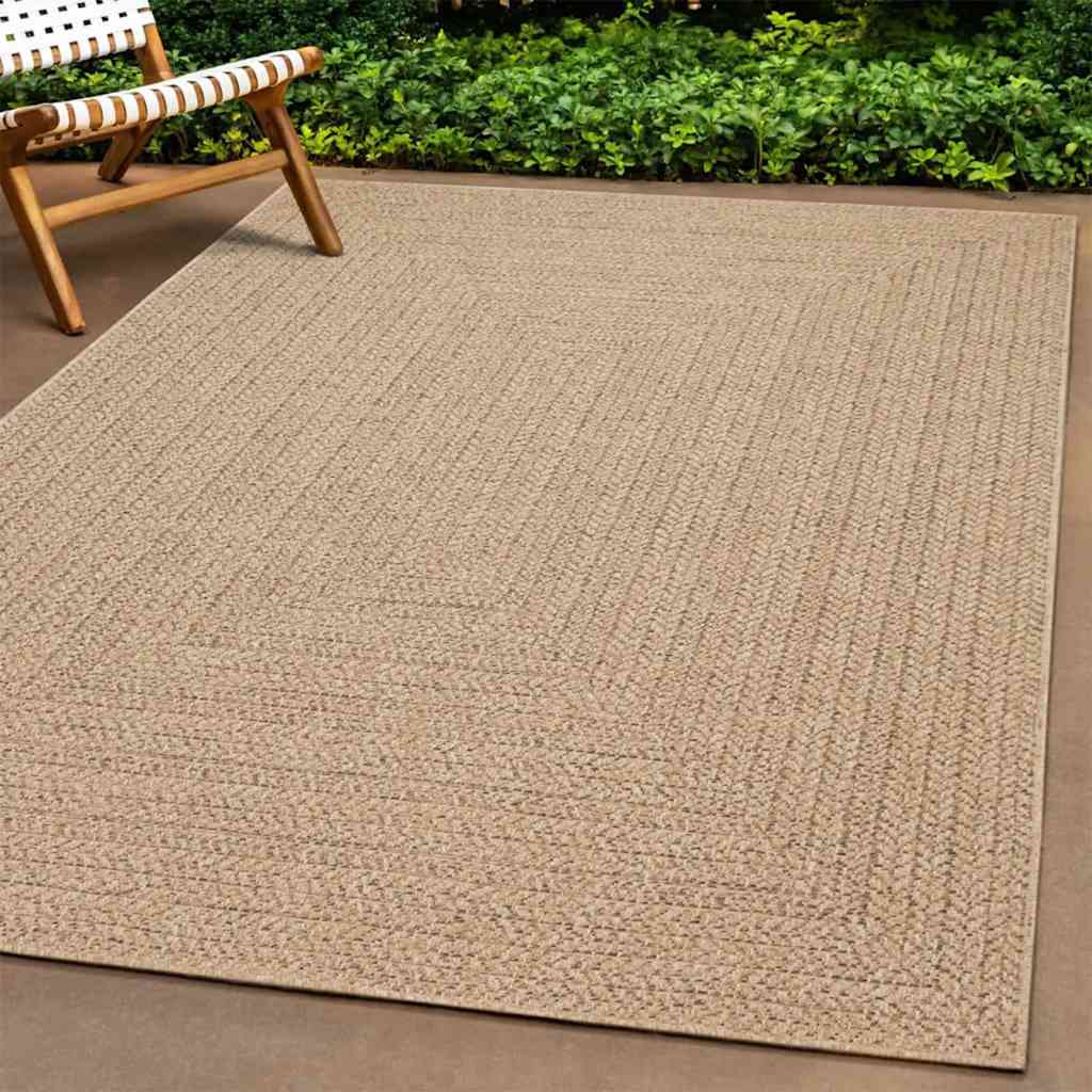 gulvtæppe ZIZUR 200x200 cm jute-look indendørs og udendørs