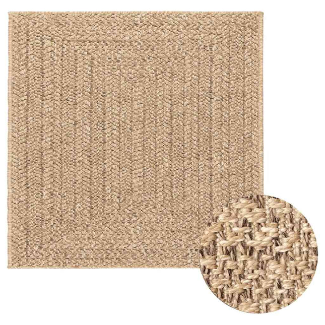 gulvtæppe ZIZUR 240x240 cm jute-look indendørs og udendørs