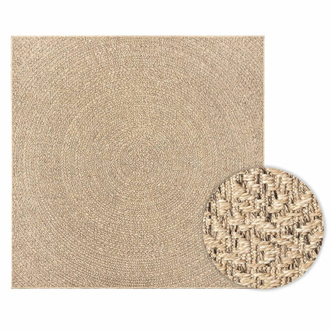 gulvtæppe ZIZUR 200x200 cm jute-look indendørs og udendørs
