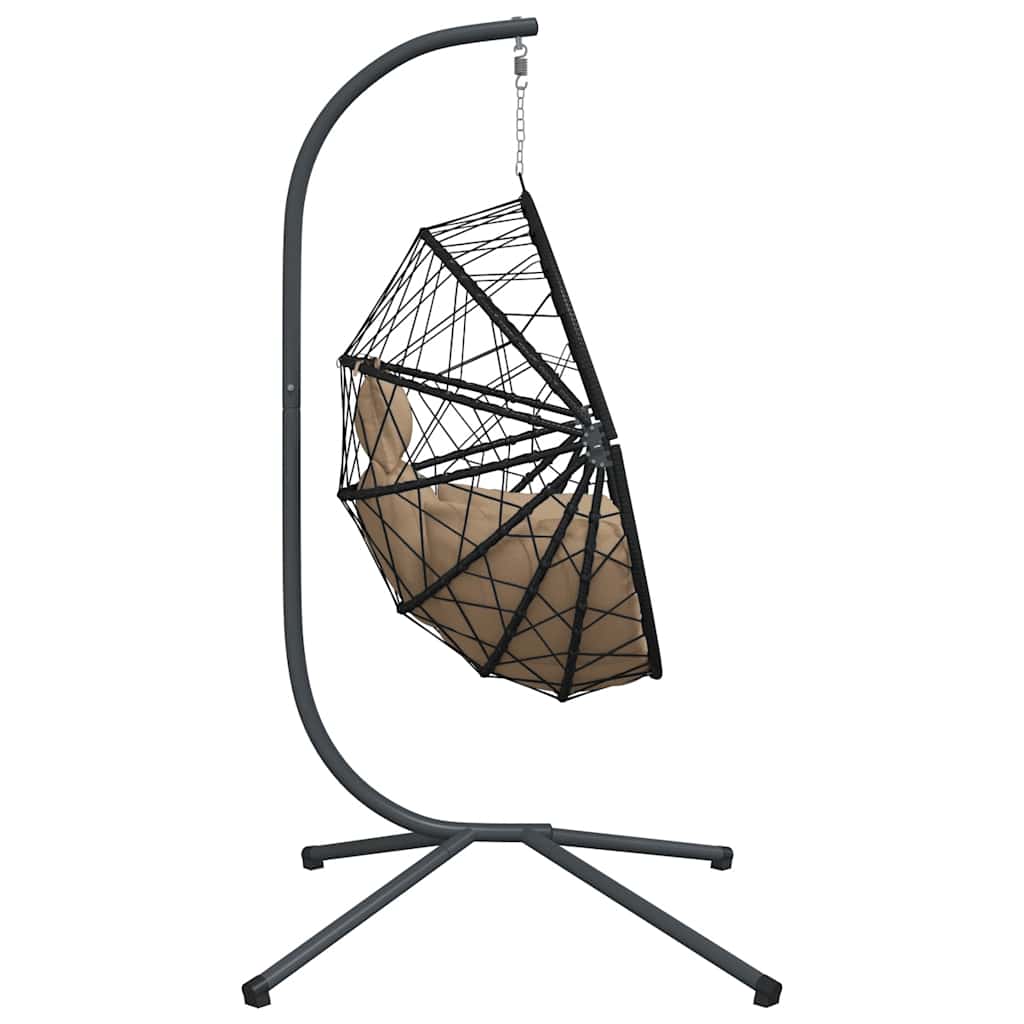 hængestol på stativ rattan og stål gråbrun