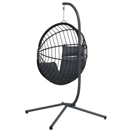 hængestol på stativ rattan og stål antracitgrå