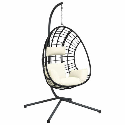 hængestol på stativ rattan og stål beige