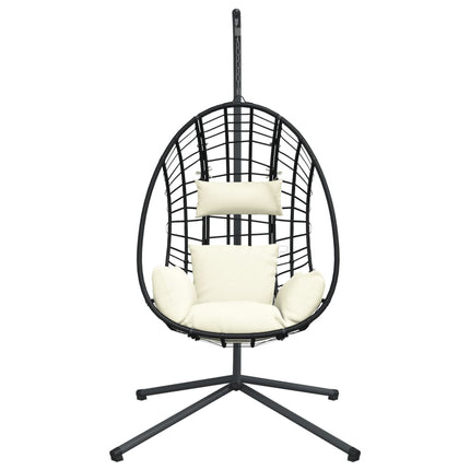 hængestol på stativ rattan og stål beige