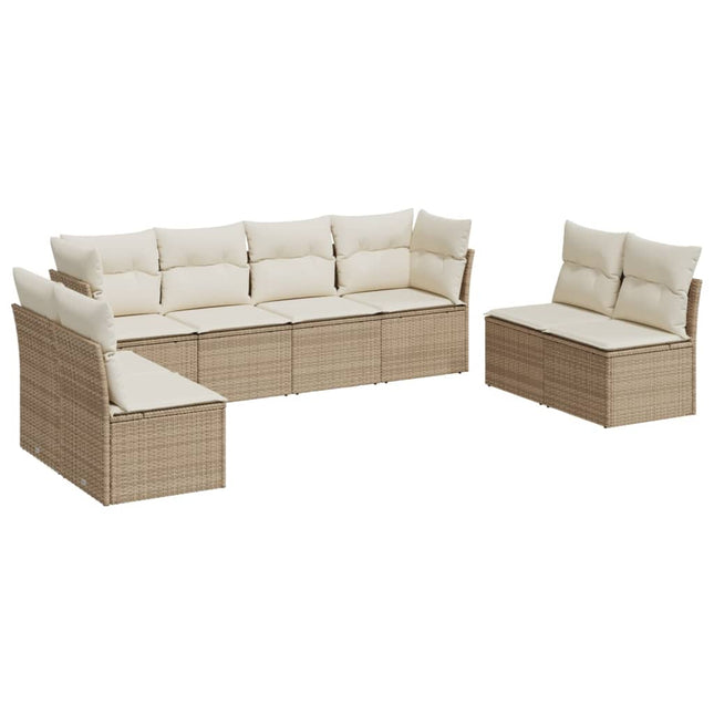 sofasæt til haven 8 dele med hynder polyrattan beige