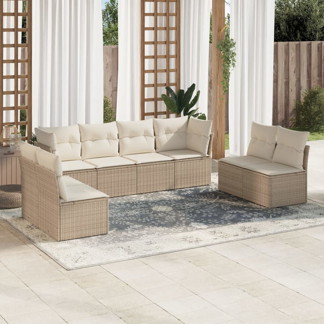 sofasæt til haven 8 dele med hynder polyrattan beige