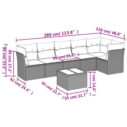 sofasæt til haven 7 dele med hynder polyrattan beige