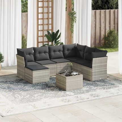 sofasæt til haven 8 dele med hynder polyrattan lysegrå